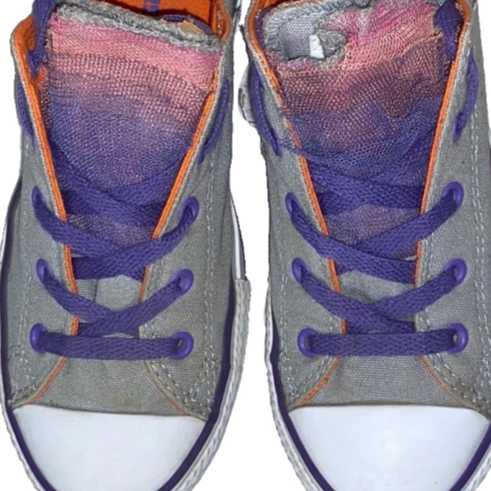Tulle Layers Embellished Converse All Star Chuck Taylor Low Tops, W 5.5 / Jr 4 - Picture 3 of 12